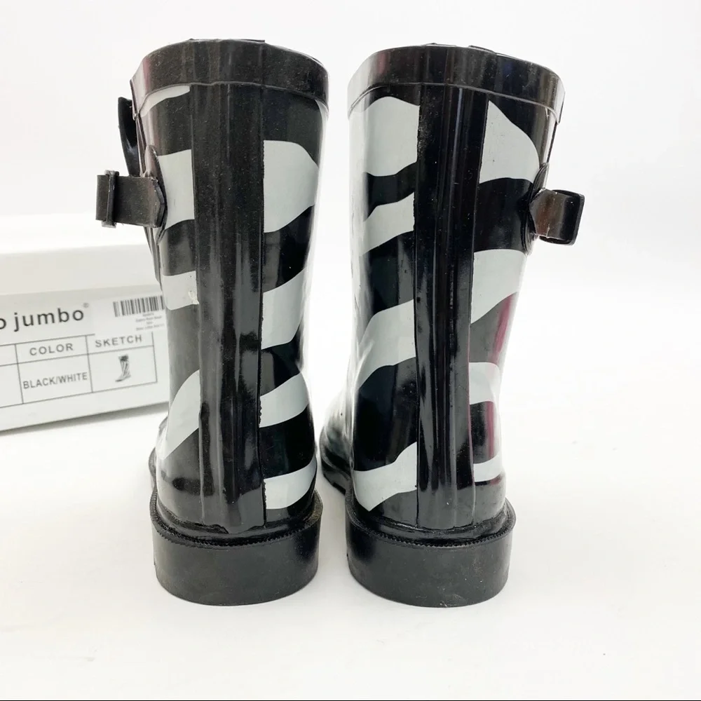 Coco Jumbo Girls Kids Zebra Rain Boots: Black White